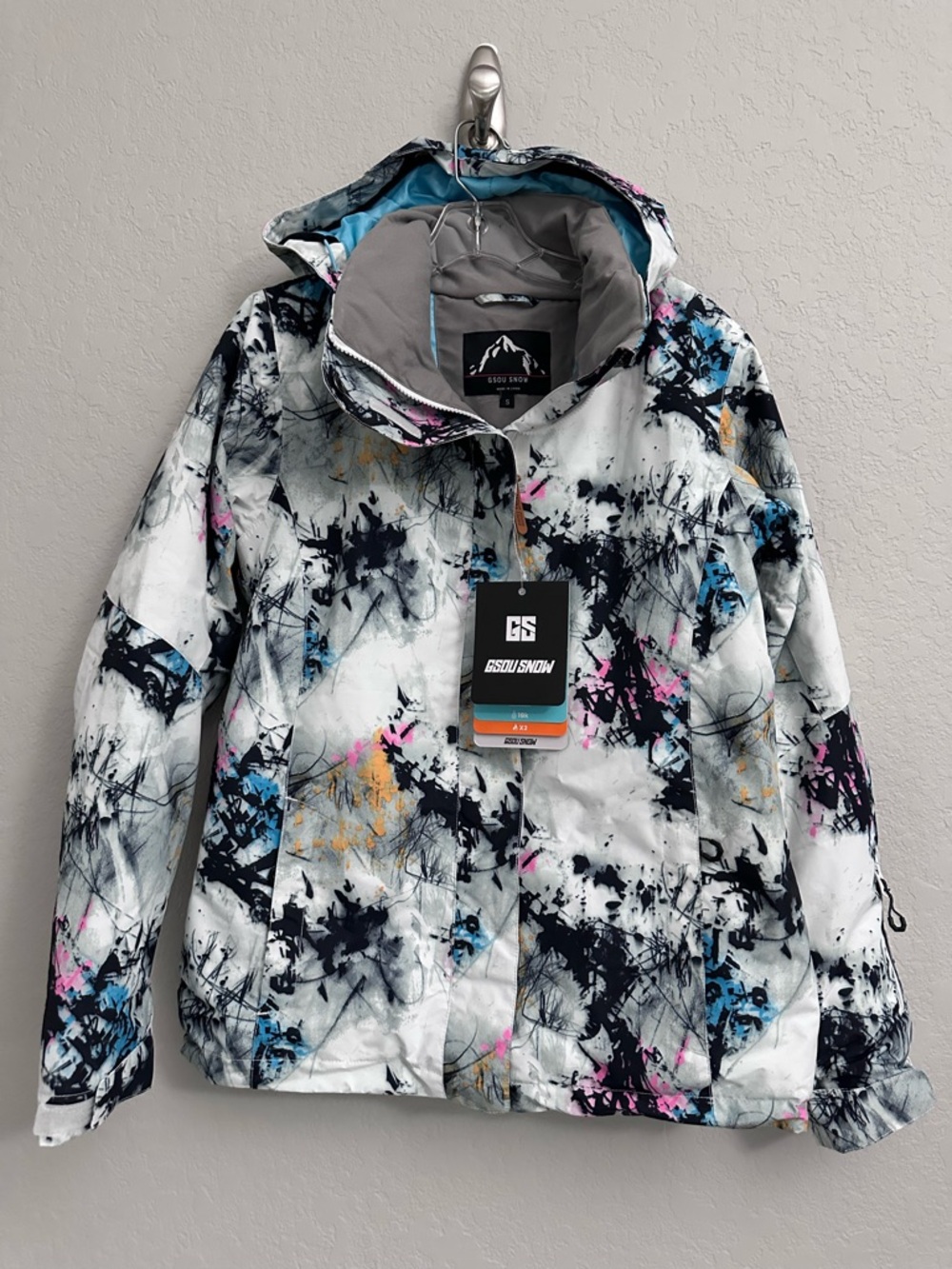 Gsou Snow Jacket Women Small Ski Snowboarding Wind proof Waterproof White